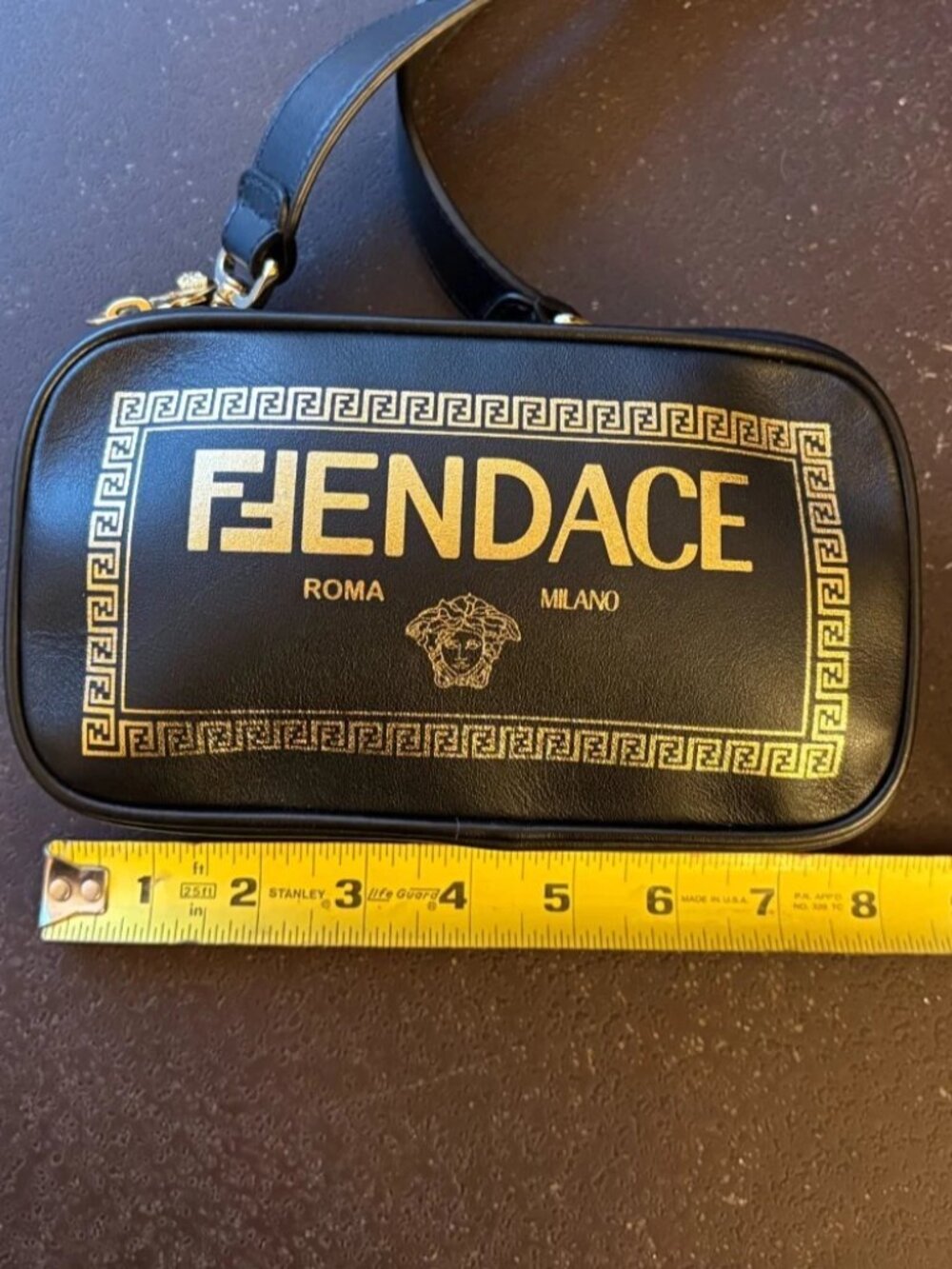 Fendace Fendi x Versace Unisex Camera Bag Crossbody Black Leather - Picture 3 of 15